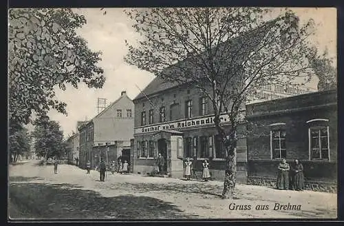 AK Brehna, Gasthof zum Reichsadler, Strassenpartie