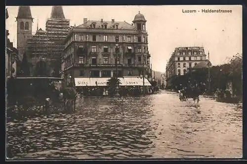 AK Luzern, Haldenstrasse nach dem Hochwasser