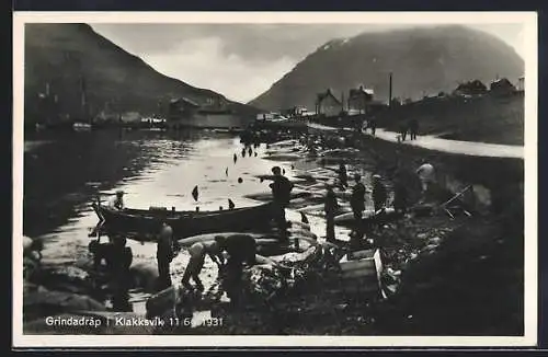 AK Faröer, Grindadráp í Klakksvík 1931