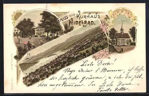 Lithographie Rüschlikon, Hotel & Kurhaus Nidelbad, Kapelle