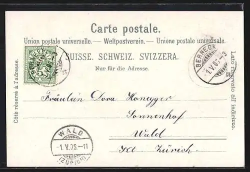 Lithographie Berneck, Kirche, Ruine Rosenburg, Neugasse