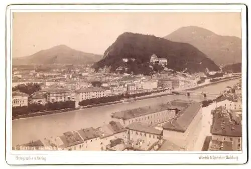 Fotografie Würthle & Spinnhirn, Salzburg, Ansicht Salzburg, Panorama mit Salzach