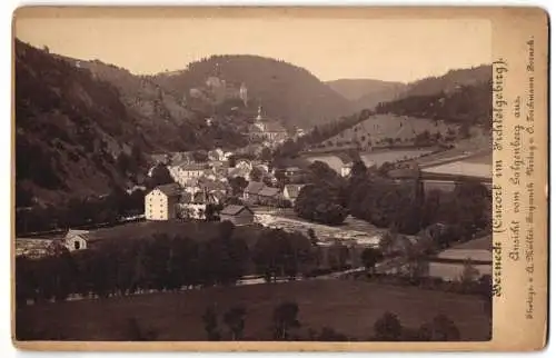 Fotografie A. Müller, Bayreuth, Ansicht Berneck / Fichtelgebirge, Panorama vom Galgenberg gesehen