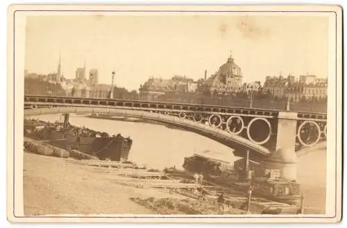 Fotografie Debitte & Herve, Paris, Ansicht Paris, Vue sur la Seine, Binnenschiffe am Seine-Ufer