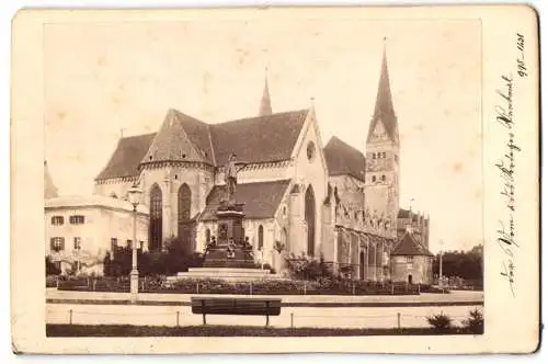 Fotografie unbekannter Fotograf, Ansicht Augsburg, Dom und Friedens-Denkmal