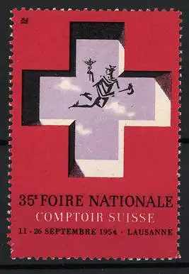 Reklamemarke Lausanne, 35e Foire Nationale, Schweizer Kreuz, 1954