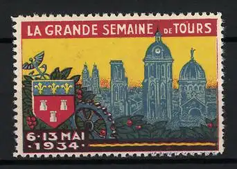 Reklamemarke Tours, La Grande Semaine, Stadtansicht 1934