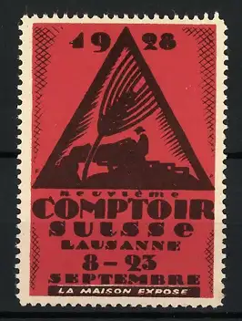 Reklamemarke Lausanne, Neuvième Comptoir Suisse 1928, Pflug und Schaufel