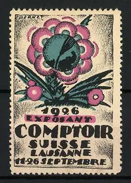 Reklamemarke Lausanne, 1926 Exposant Comptoir Suisse, Blume