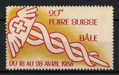 Reklamemarke Bâle, 20me Foire Suisse 1936, Hermesstab