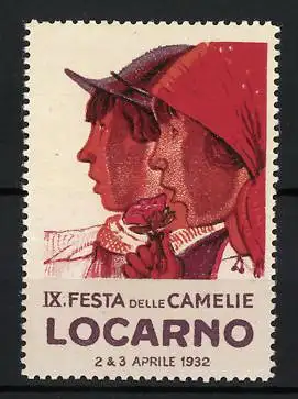 Reklamemarke Locarno, IX. Festa delle Camelie, Kinder mit Blume, 1932