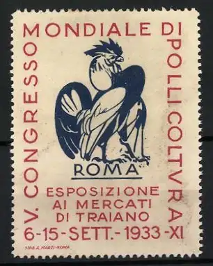 Reklamemarke Rom, Mondiale di Pollicoltura 1933, Hahn-Symbol