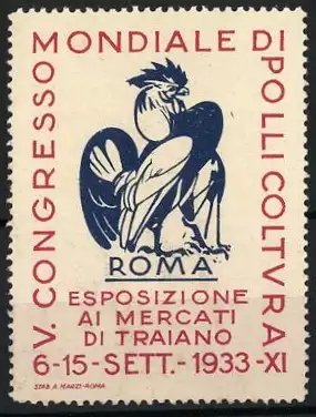 Reklamemarke Rom, Mondiale di Polli Coltura 1933, Hahn