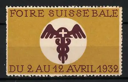 Reklamemarke Basel, Foire Suisse, 1932, Hermesstab