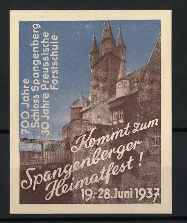 Reklamemarke Spangenberg, Spangenberger Heimatfest, Schloss Spangenberg 1937