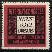 Reklamemarke Dresden, Internat. Congress August 1912, Kunstunterricht Zeichnen Angewandte Kunst, Spiralen