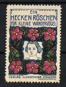 Reklamemarke München, Ein Heckenröschen für kleine Wandervögel, Blumenrahmen