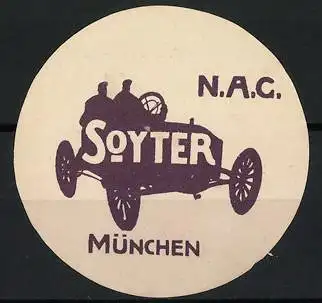 Reklamemarke München, SOYTER, Auto NAG, Rennauto