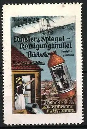 Reklamemarke Bärbele Fenster &amp Spiegel Reinigungsmittel, Flugzeug transportiert Flasche Reinigungsmittel