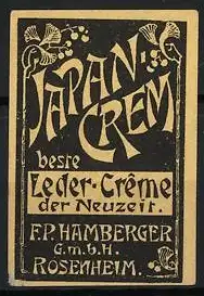 Reklamemarke Rosenheim, Japan-Crem, Leder-Crème der Neuzeit