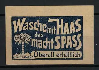 Reklamemarke Wasche mit Haas, Palme