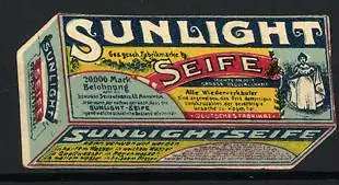 Reklamemarke Sunlight Seife, Frau mit Seife