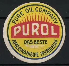 Reklamemarke Purol, Amerikanische Petroleum Company, Das Beste, Flammenlogo