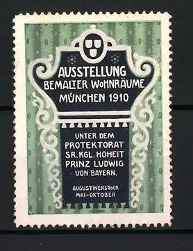 Reklamemarke München, Ausstellung bemalter Wohnräume 1910, Ornamentdesign