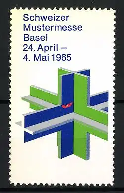 Reklamemarke Basel, Schweizer Mustermesse 1965, geometrisches Kreuzsymbol