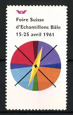 Reklamemarke Basel, Foire Suisse d`Echantillons 1961, bunter Kompass