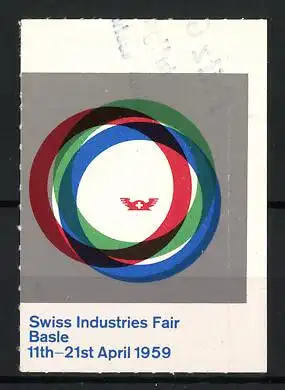 Reklamemarke Basle, Swiss Industries Fair 1959, abstrakte Kreise