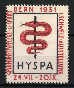 Reklamemarke Bern 1931, HYSPA 1. Schweiz. Ausstellung, Schlange und Pfeil