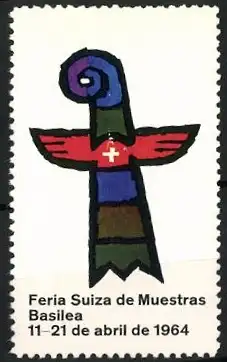 Reklamemarke Basilea, Feria Suiza de Muestras 1964, Kreuz mit Flügeln