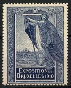 Reklamemarke Brüssel, Exposition de Bruxelles 1910, Frau mit Fahne