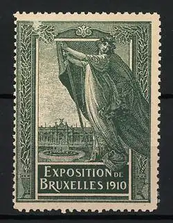 Reklamemarke Brüssel, Exposition de Bruxelles 1910, Frau mit Fahne