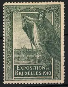 Reklamemarke Brüssel, Exposition de Bruxelles 1910, Frau mit Fahne