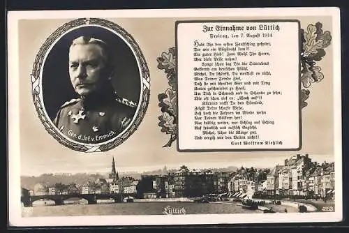 AK Lüttich, Einnahme der Stadt 1914, General d. Inf. Emmich