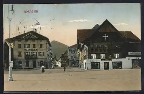 AK Dornbirn, Strassenpartie mit Restaurant Rotes Haus