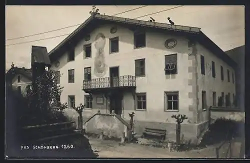 AK Schönberg, Haus mit Flurkreuz