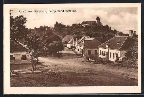 AK Bernstein /Burgenland, Strassenpartie mit Metzgerei Josef und Schloss