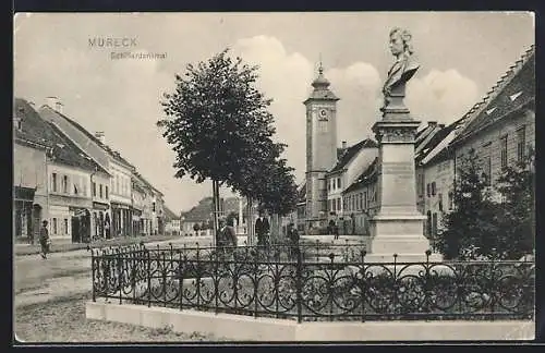 AK Mureck, Schillerdenkmal am Hauptplatz