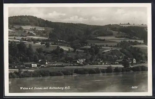 AK Weins a. d. D., Flusspartie mit Blick zum Rottenberg