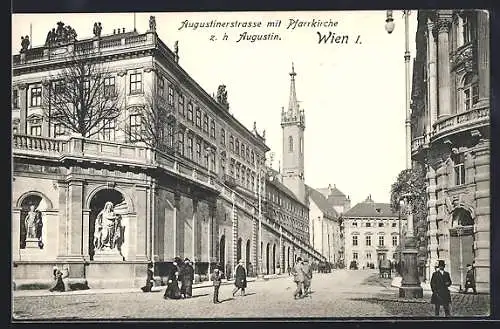 AK Wien, Augustinerstrasse mit Pfarrkirche