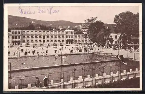 AK Baden /Wien, Thermal-Strandbad und Café-Restaurant