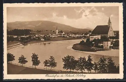 AK Oberndorf, Blick auf Siedlung an der Salzach