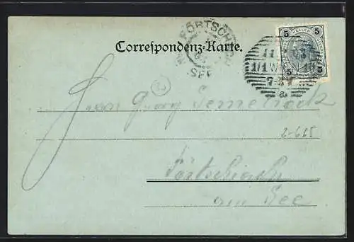 Mondschein-AK Wien, Grillparzer-Denkmal im Volksgarten