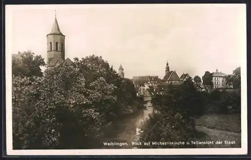 AK Waiblingen, Blick auf Michaeliskirche und Teilansicht