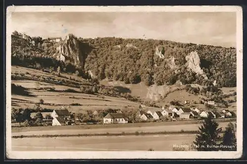 AK Hausen i. Tal, Teilansicht mit Ruine Hausen