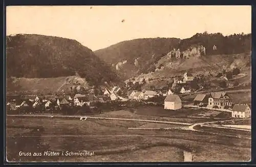 AK Hütten /Schmiechtal, Ortsansicht mit Umgebung