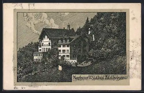 Künstler-AK Adelholzen, Blick zum Kurhaus